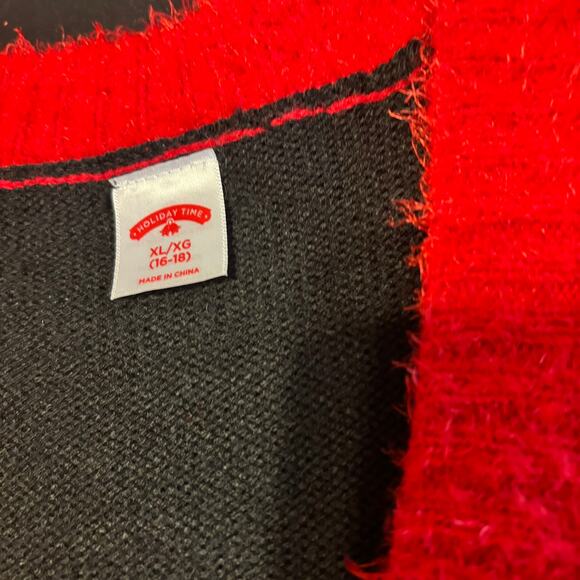 Holiday Time Xmas Cardigan Sweater XL Ugly Christmas Tree Lights Pom NWT - Picture 6 of 7